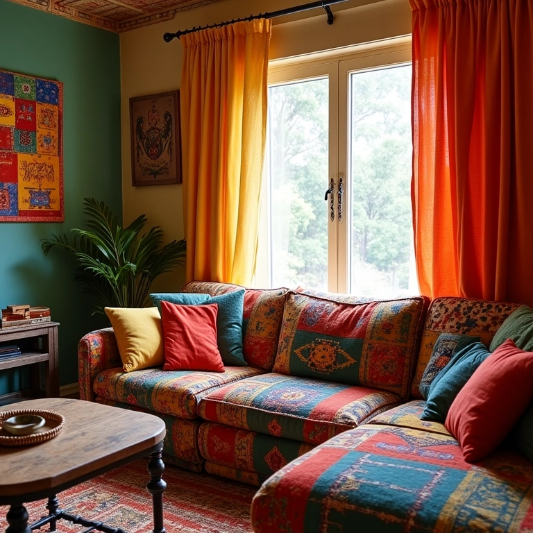 Almofadas, cortinas e patchwork cheios de personalidade feitos com tecidos reciclados.