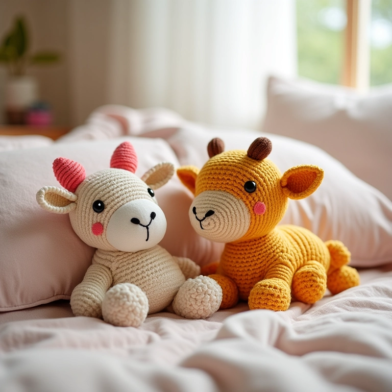 Almofadas da Galinha Pintadinha em amigurumi para decorar o quarto.