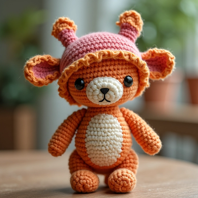 Amigurumi com bico de crochê com franjas.