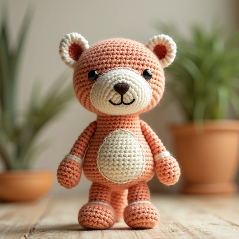 Amigurumi com bico de crochê em carreira única.