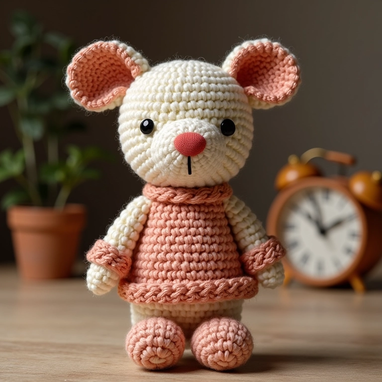 Amigurumi com bico de crochê em crochê tunisiano.