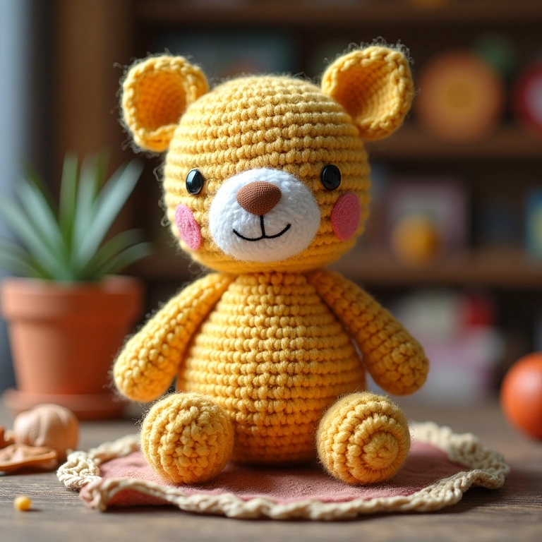 Amigurumi com bico de crochê em ponto pipoca.