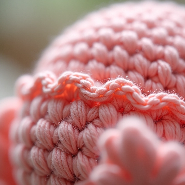 Amigurumi com bico de crochê em ponto V detalhado.