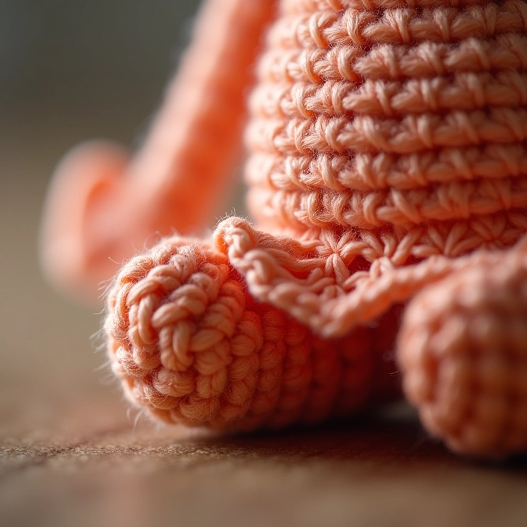 Amigurumi com bico de crochê rendado.