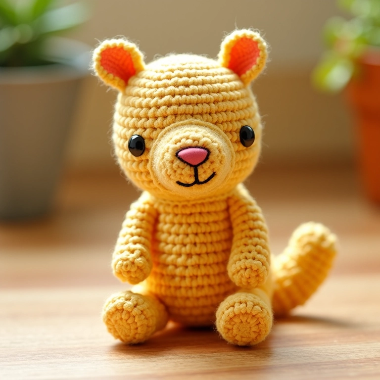 Amigurumi com bico de crochê simples em correntinhas e ponto baixo.
