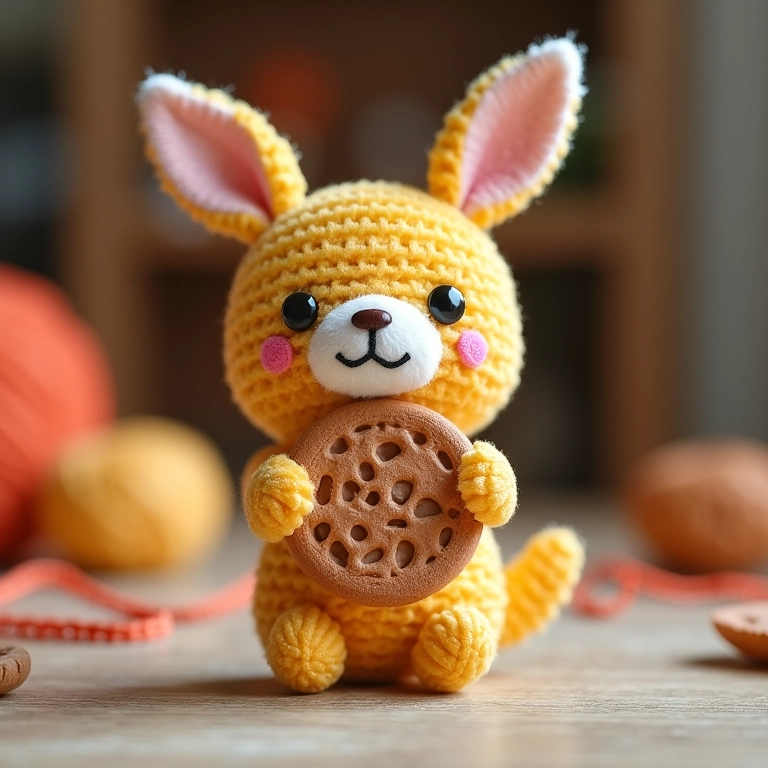 Amigurumi de biscuit com foto, uma lembrancinha personalizada para eternizar momentos.