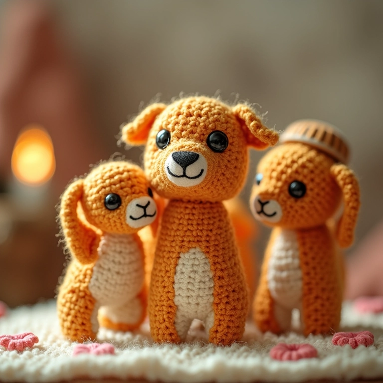 Amigurumi de casinhas feitas com palitos de picolé.
