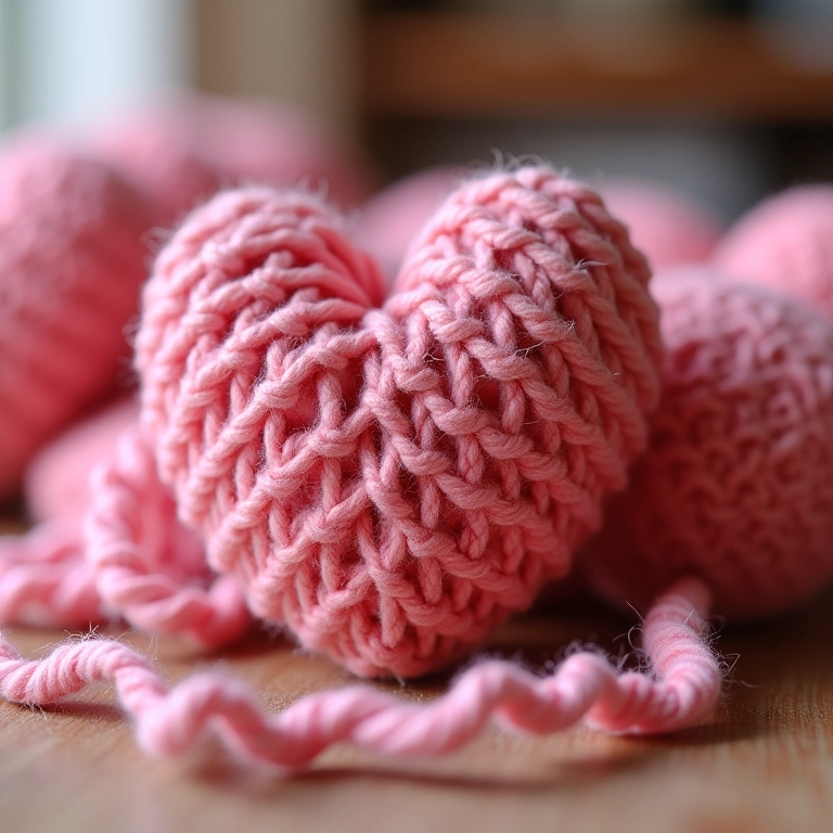 Amigurumi de coração rosa feito com o ponto segredo.