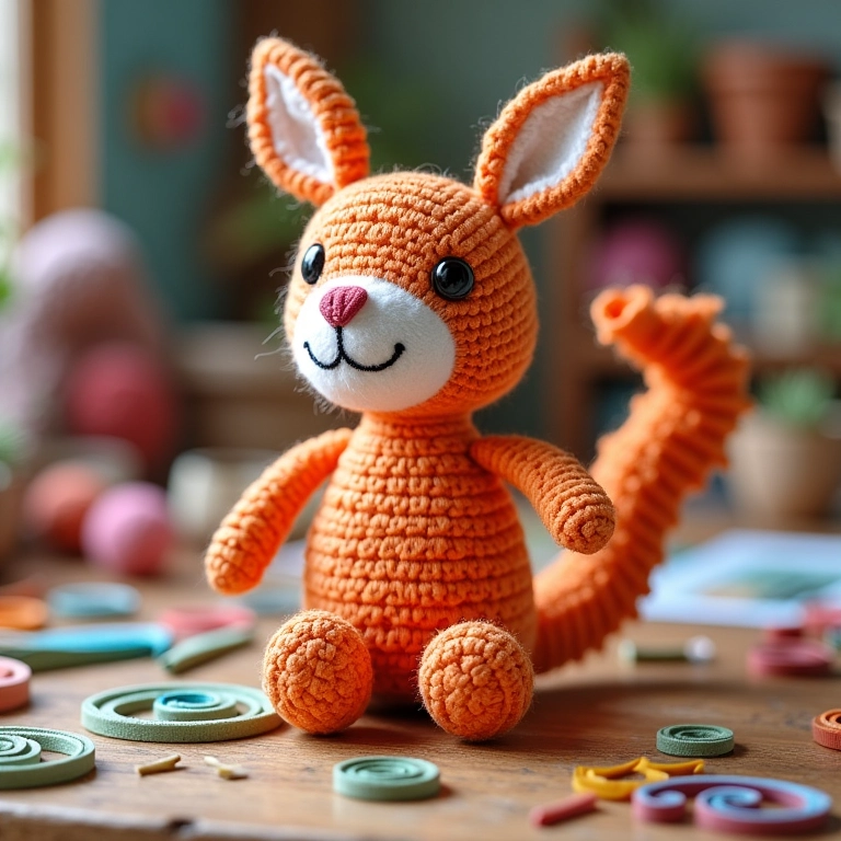 Amigurumi de crochê com técnica de enrolamento.