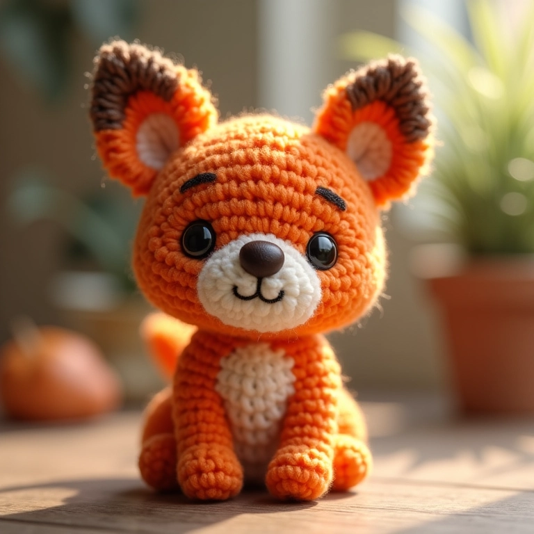 Amigurumi de crochê de animal fofo.