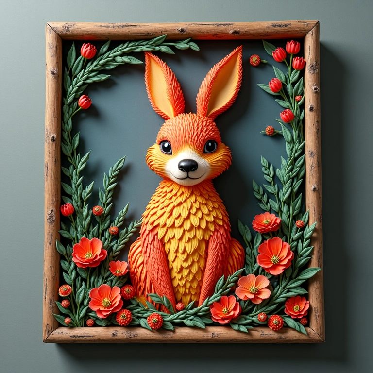 Amigurumi de crochê de quadro decorativo.