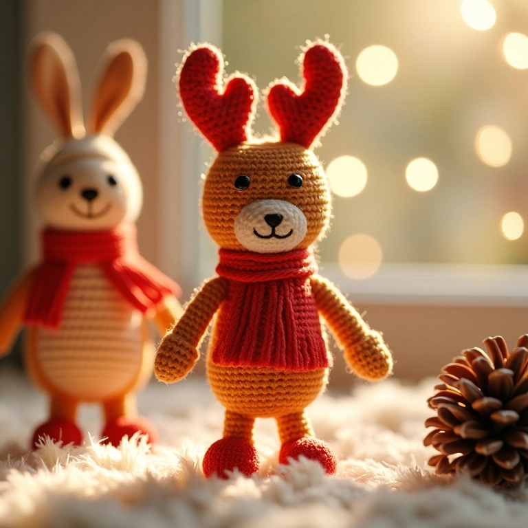Amigurumi de enfeites de Natal feitos com palitos de picolé.