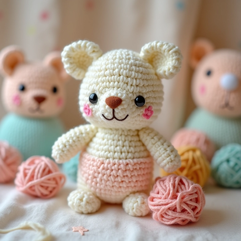 Amigurumi de fraldinha de crochê, ideal para lembrancinha de chá de bebê.