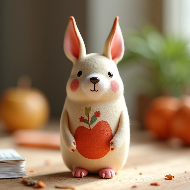 Amigurumi de garrafa com decoupage e acabamento em verniz.