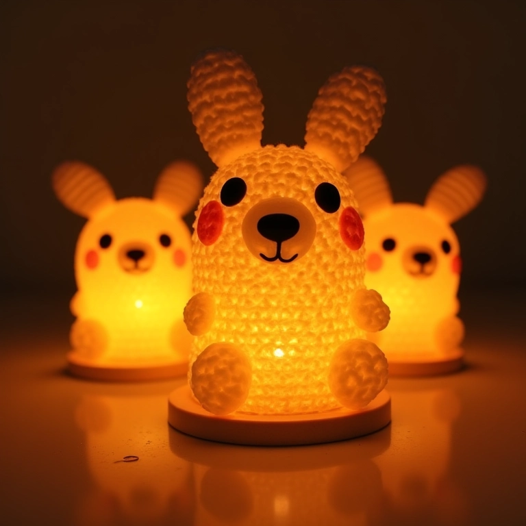 Amigurumi de luminárias feitas com palitos de picolé.