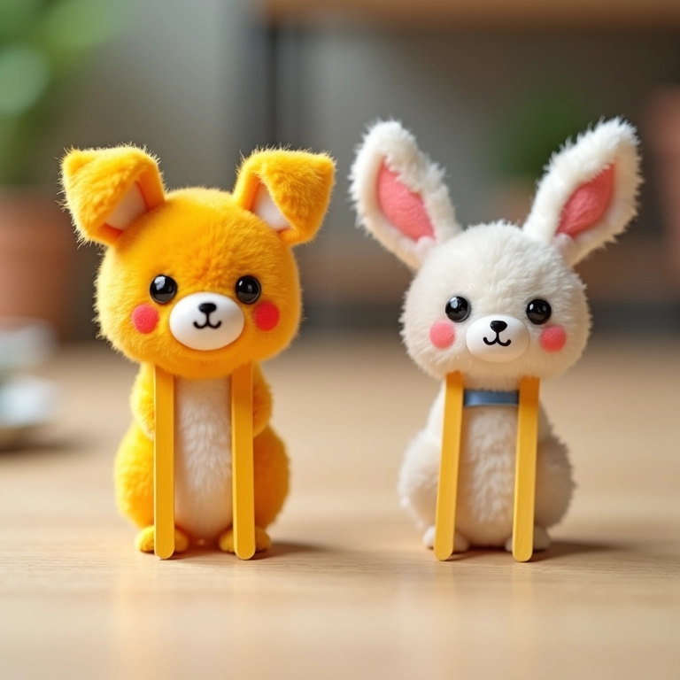 Amigurumi de marca-páginas feitos com palitos de picolé.