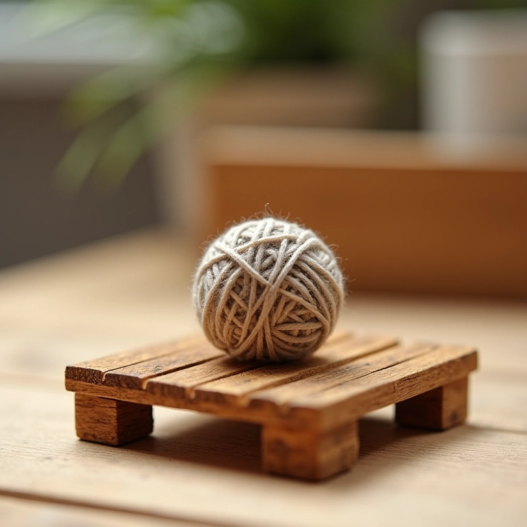 Amigurumi de mesa de centro de pallet em miniatura.