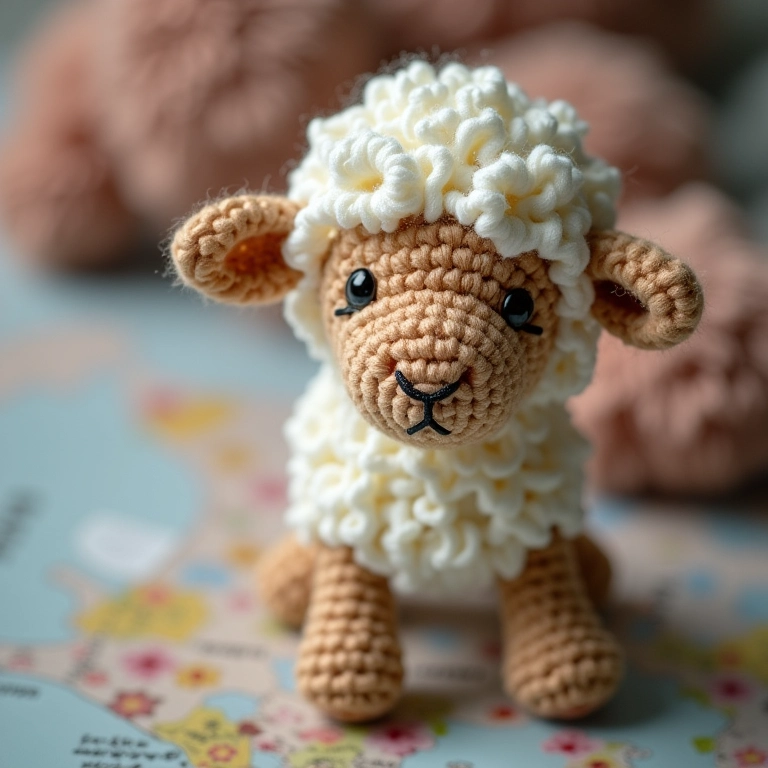 Amigurumi de ovelha em painel Pinterest.