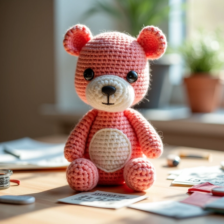 Amigurumi de porta-retrato de EVA com efeito 3D em crochê.