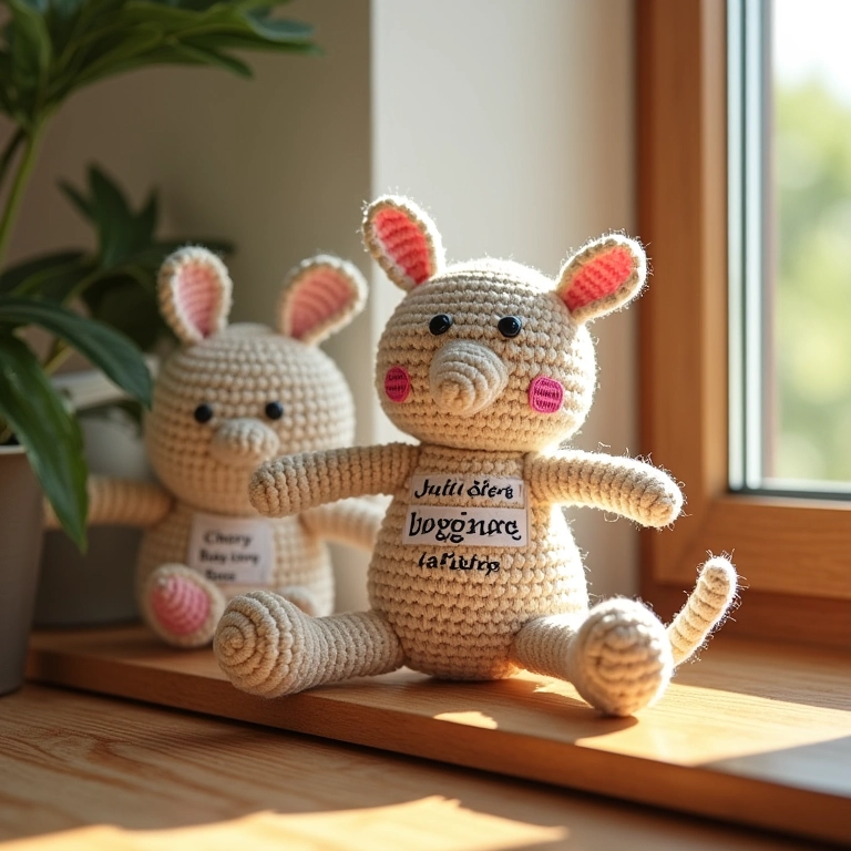 Amigurumi de porta-retrato de EVA com mensagens inspiradoras em crochê.