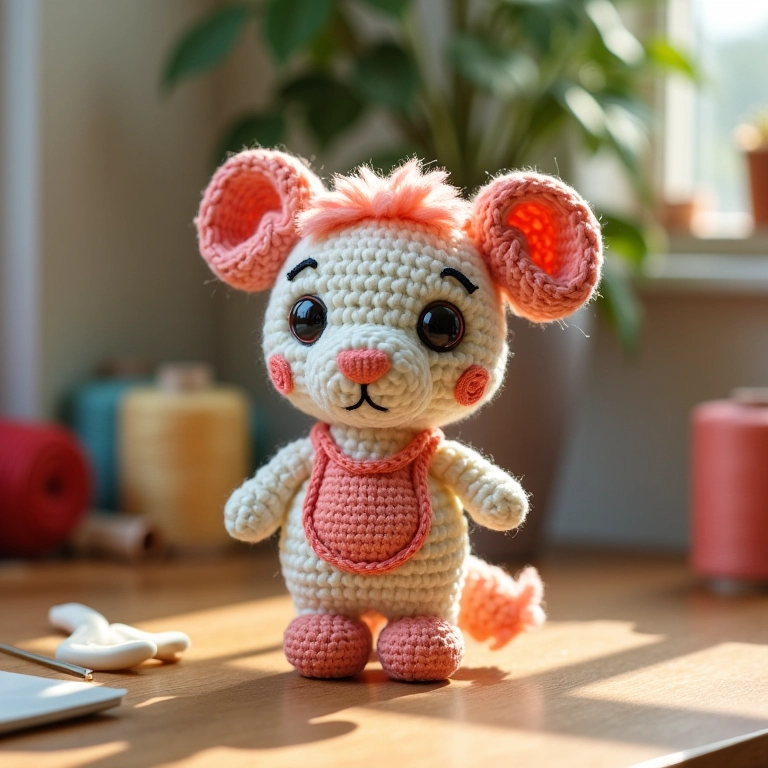 Amigurumi de porta-retrato de EVA com tema floral em crochê.