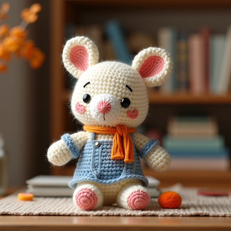 Amigurumi de porta-retrato de EVA em crochê com detalhes em tecido.