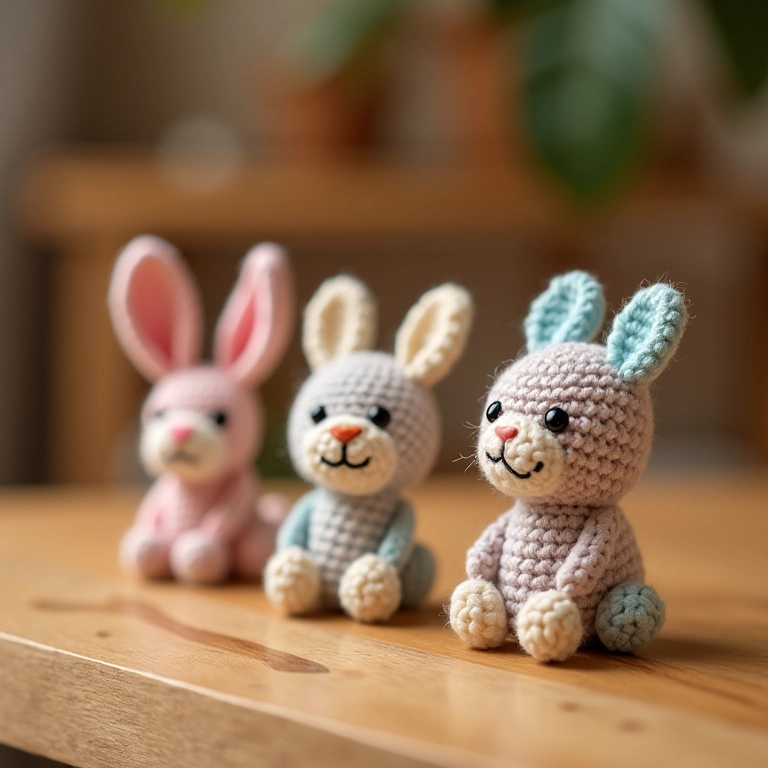Amigurumi de porta-retratos feitos com palitos de picolé.