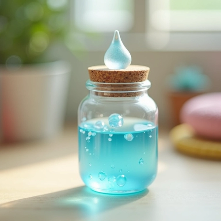 Amigurumi de pote de vidro com gota de água.