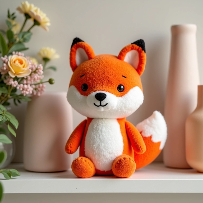 Amigurumi de raposa em decoração Casa de Valentina.