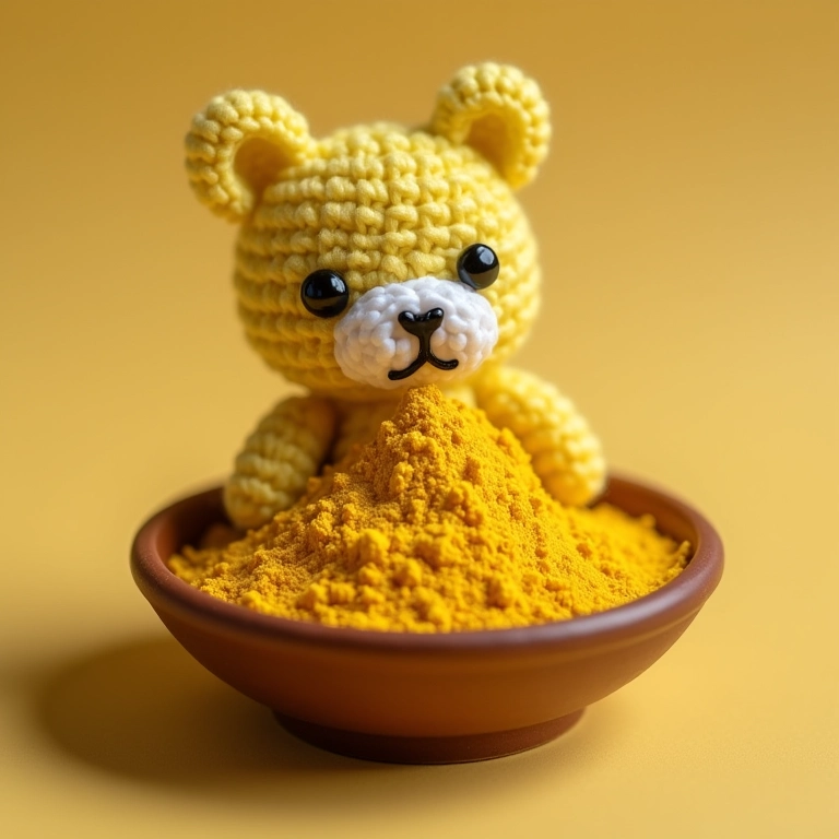 Amigurumi de sabonete com argila amarela em pó.