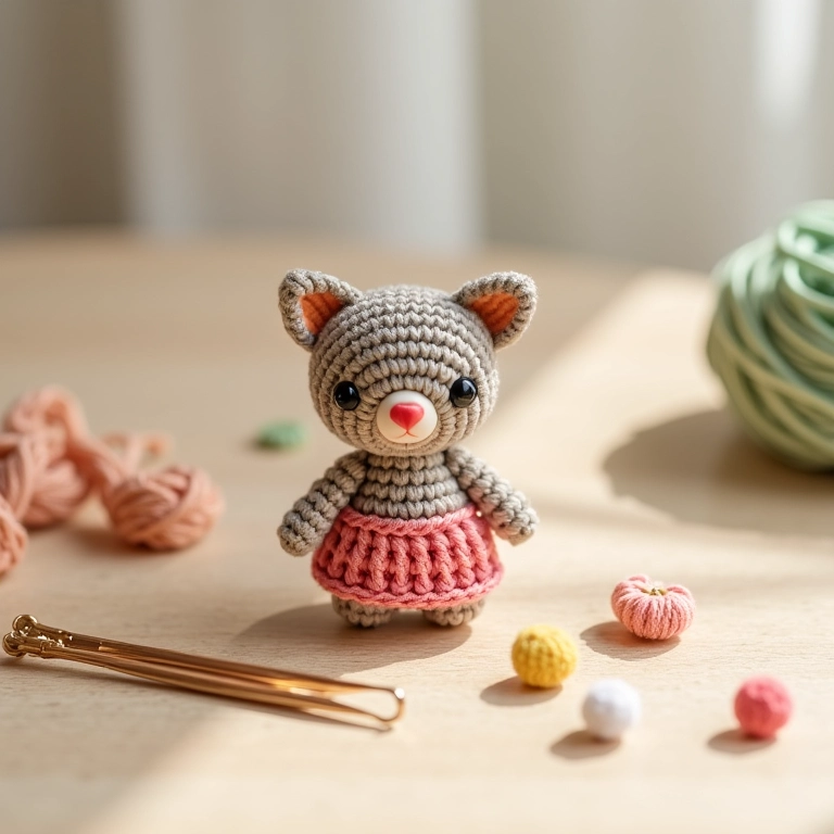 Amigurumi de saia de crochê em miniatura