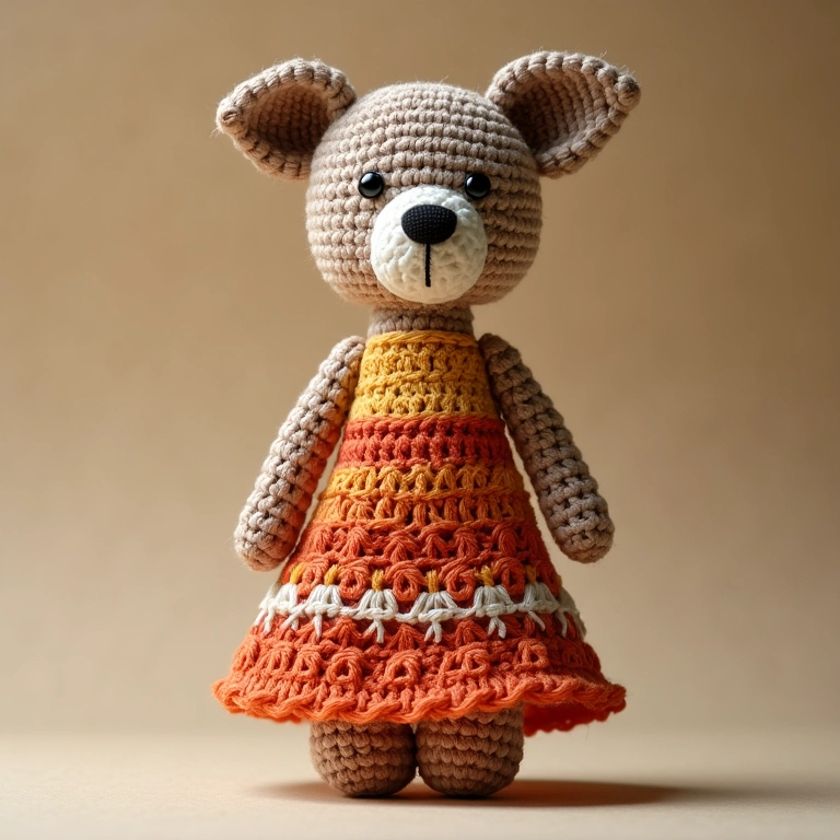 Amigurumi de saia longa com motivos geométricos