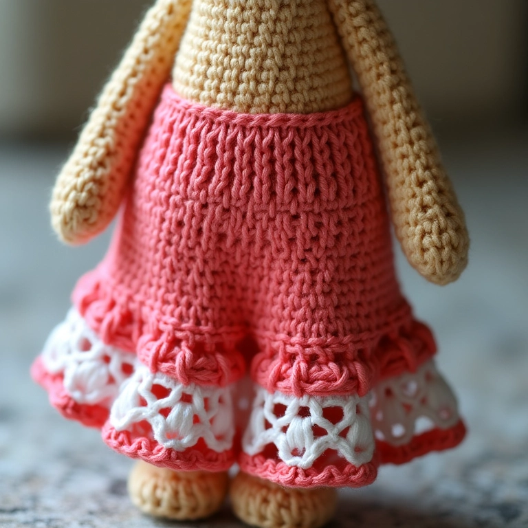 Amigurumi de saia longa com renda