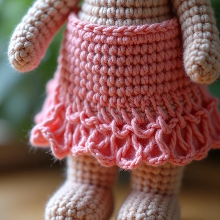 Amigurumi de saia longa em crochê diagonal