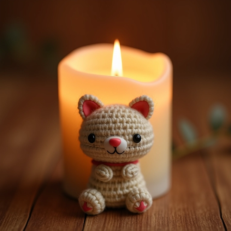 Amigurumi de vela com barbante em crochê.