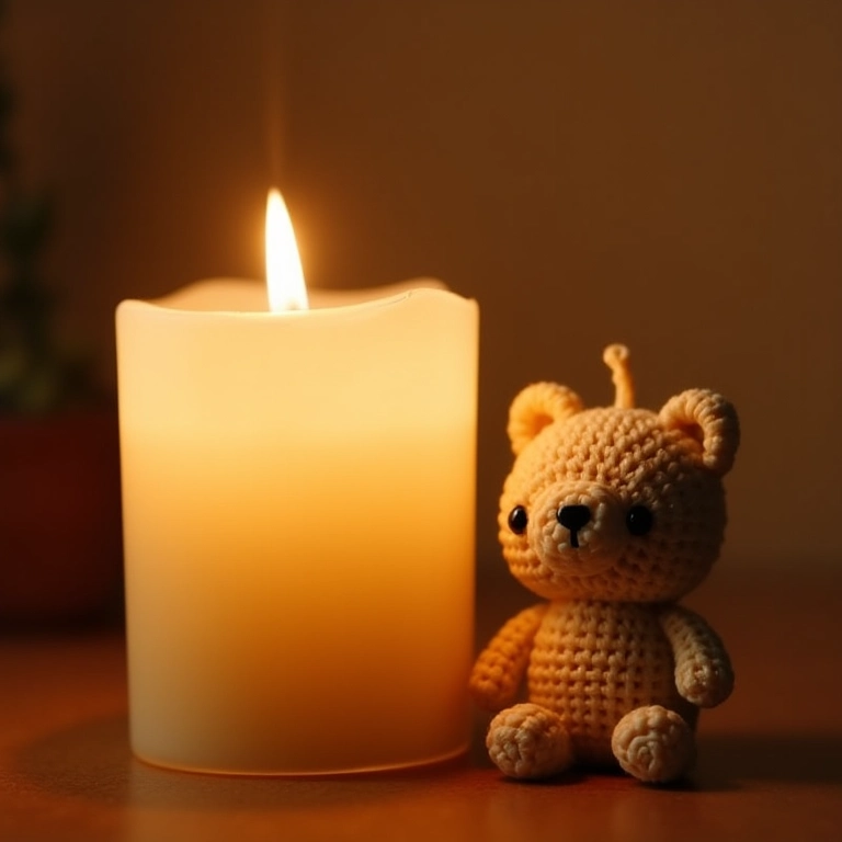 Amigurumi de vela com difusor de óleo essencial.
