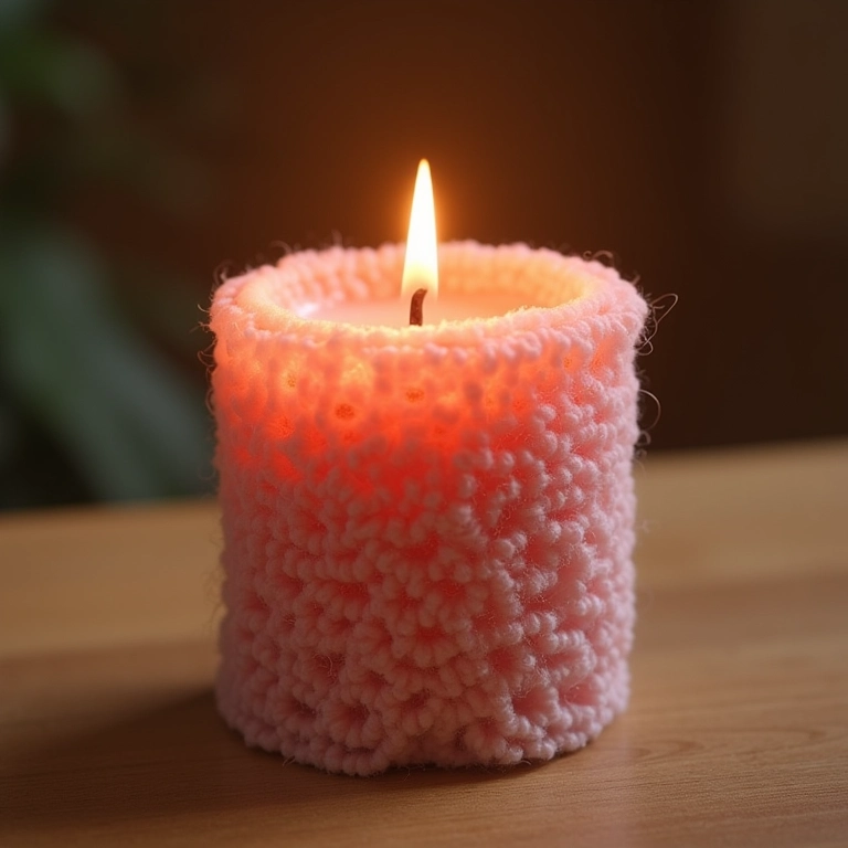 Amigurumi de vela com texturização em crochê.