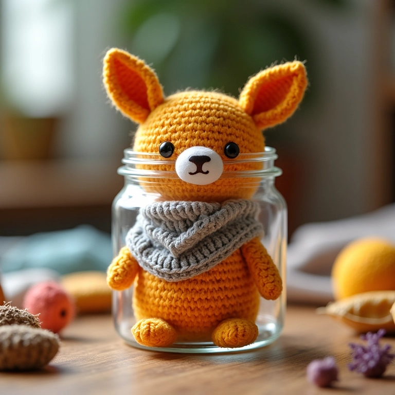 Amigurumi de vidro com acabamento perfeito em crochê.