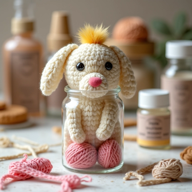 Amigurumi de vidro mostrando diferentes tipos de cola.