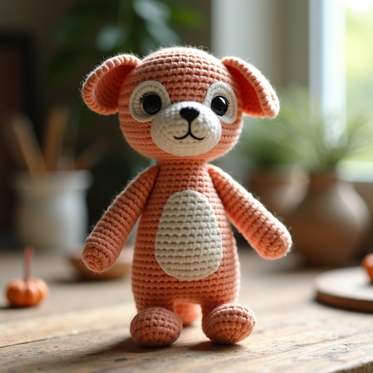 Amigurumi em forma de garrafa com decoupage em andamento.