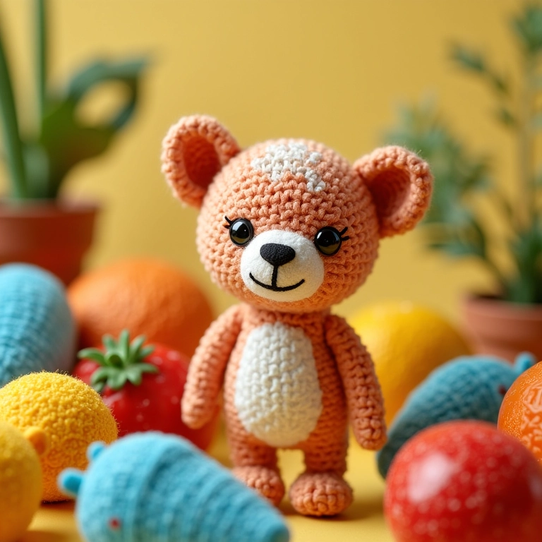 Amigurumi representando locais para encontrar materiais para reciclar.