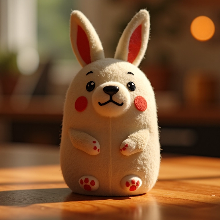 Amigurumi representando uma garrafa com decoupage, decoração artesanal.