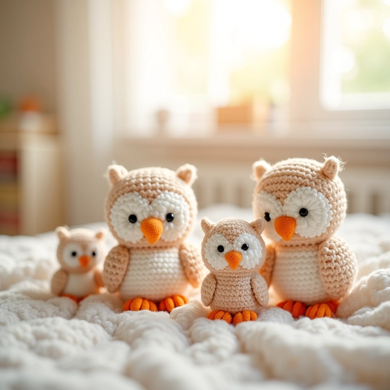 Amigurumis de corujinhas para chá de bebê.