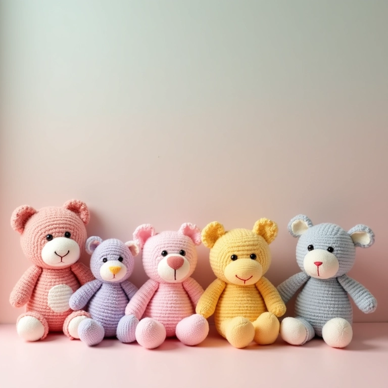 Amigurumis de crochê em tons pastel para chá de bebê.