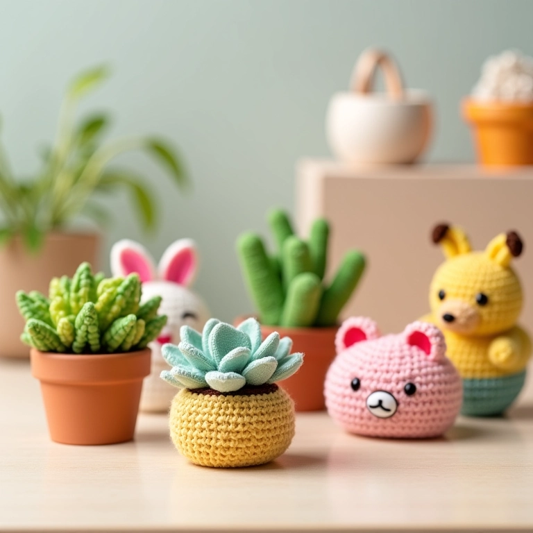 Amigurumis de lembrancinhas de festa infantil em crochê.