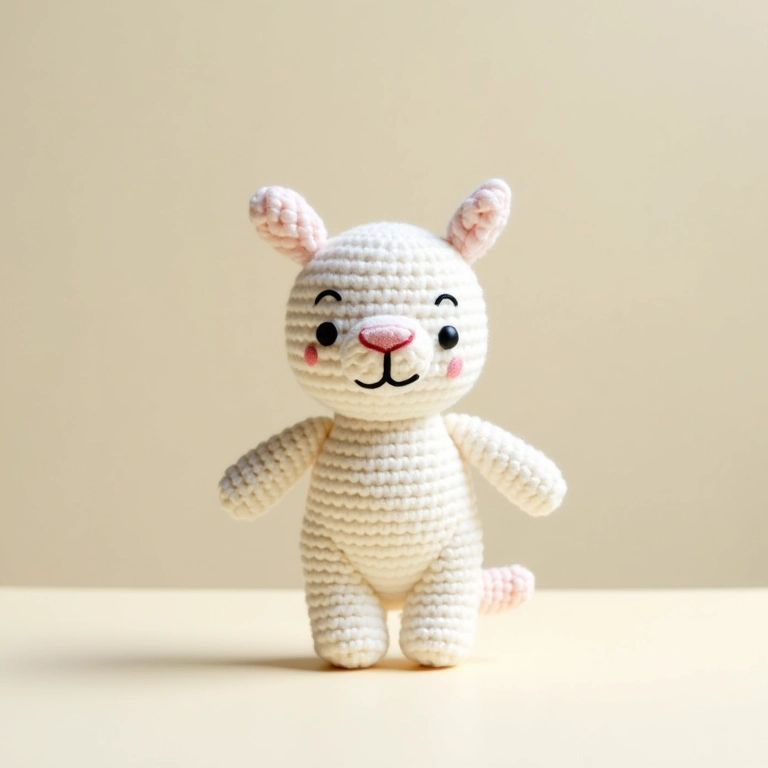 Amigurumis minimalistas em cores neutras para chá de bebê.