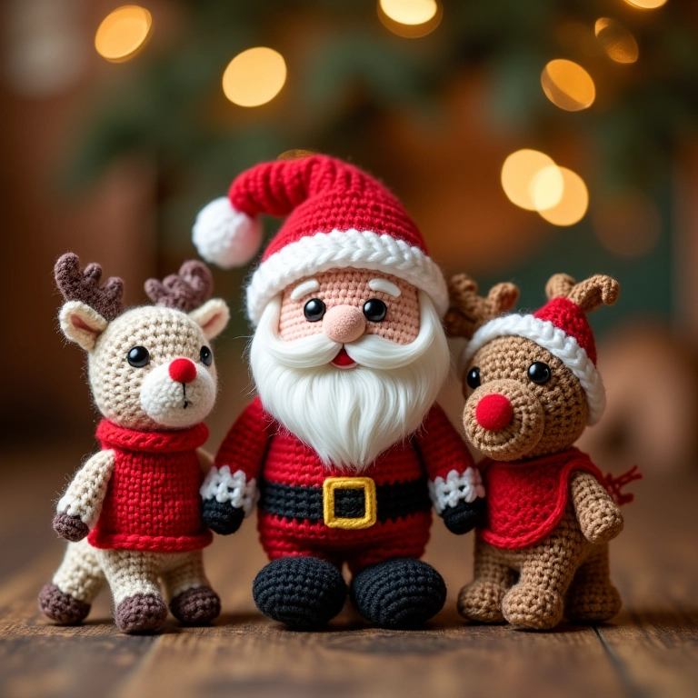 Amigurumis natalinos variados.