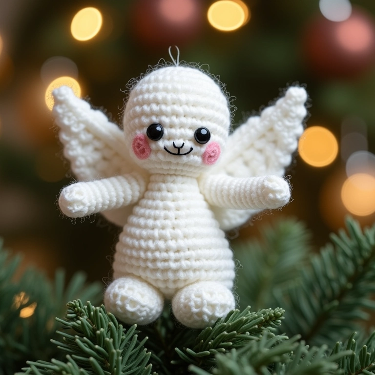 Anjo de crochê para a árvore de Natal.