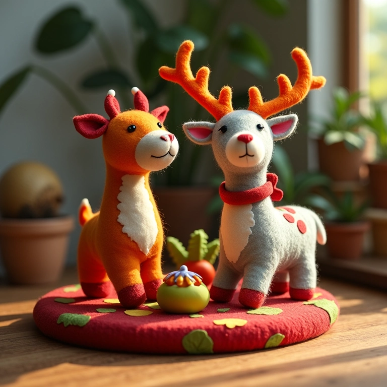 Arca de Noé de feltro como centro de mesa.