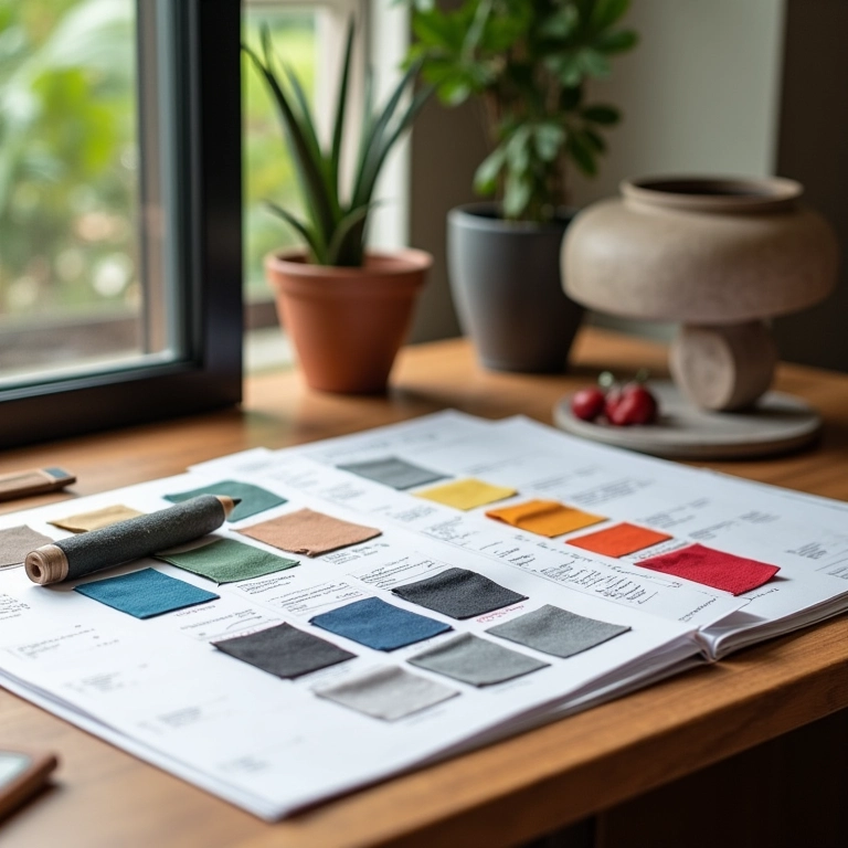 Arquiteta combinando cores de feltro para a decoração de Natal.